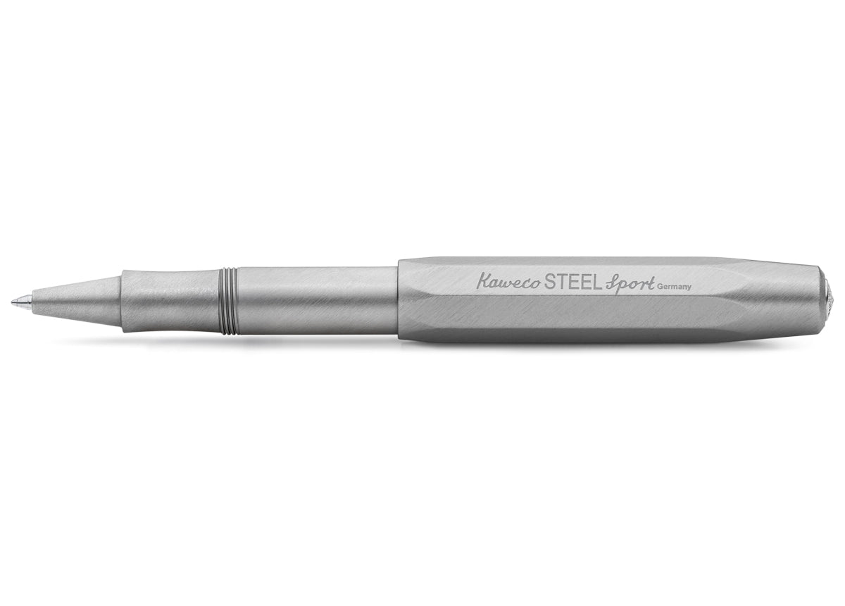 The latest technology of gel refill and ceramic ball combined with classic design made of stainless steel with a brushed finish.
This pocket roller ball pen has a length of only 10.5 cm when closed and grows to a standard size of 13 cm with the cap attached.
The raw stainless steel receives its elegance through a brushed finish. Due to the high weight, the writing instrument already presses slightly onto the paper by itself. This feature makes it possible for you to write longer and comfortably. In combin