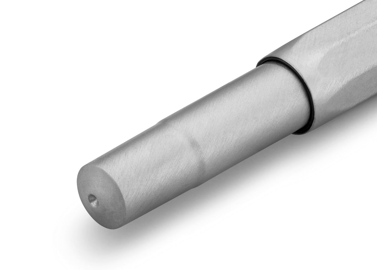 The latest technology of gel refill and ceramic ball combined with classic design made of stainless steel with a brushed finish.
This pocket roller ball pen has a length of only 10.5 cm when closed and grows to a standard size of 13 cm with the cap attached.
The raw stainless steel receives its elegance through a brushed finish. Due to the high weight, the writing instrument already presses slightly onto the paper by itself. This feature makes it possible for you to write longer and comfortably. In combin