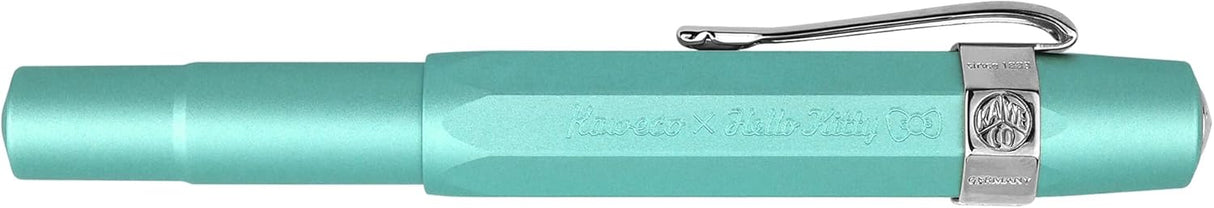 Limited Edition Kaweco x Hello Kitty AL Sport Fountain Pen - Opal with Silver Trimmings
Hello Kitty meets Kaweco again to bring you the Limited Edition Kaweco AL Sport Fountain Pen. The aluminum body and cap are shaded in a unique Opal color. The cap features a Kaweco x Hello Kitty branding, and the silver-plated nib is engraved with Hello Kitty's adorable face.