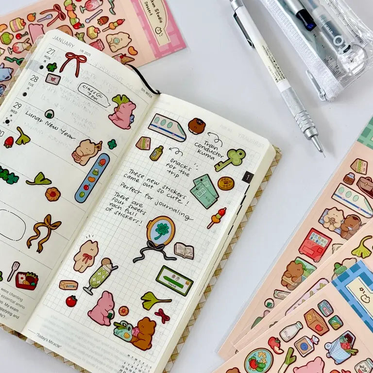 Cute deco stickers! Comes with an adorable, interactive pop-up art using the sticker backing.
Great for journaling and Polaroid deco :)
Waterproof, matte PVC material
Size: 7.5 x 15.5 cm sheet