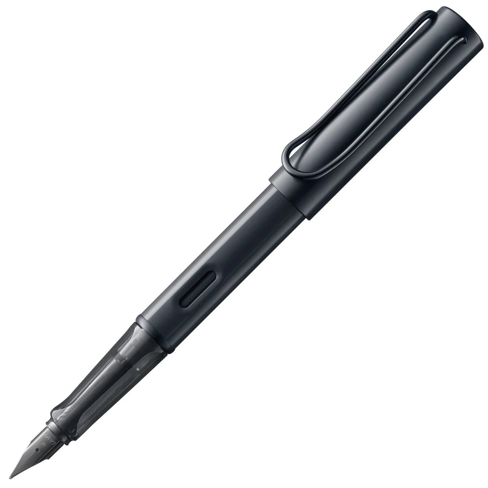 Light, lighter, LAMY AL-star: the writing classic made of resistant aluminium masters all challenges of everyday life in style. The transparent grip lies comfortably in the hand and, with an unobstructed view of the ink duct, turns the functional into a visual highlight. The series is ever inspiring with new special editions in current trendy colours and is thus an inspiring must-have in any pencil case.
Lightweight fountain pen with polished steel nib and ergonomic grip made of high-quality transparent pl