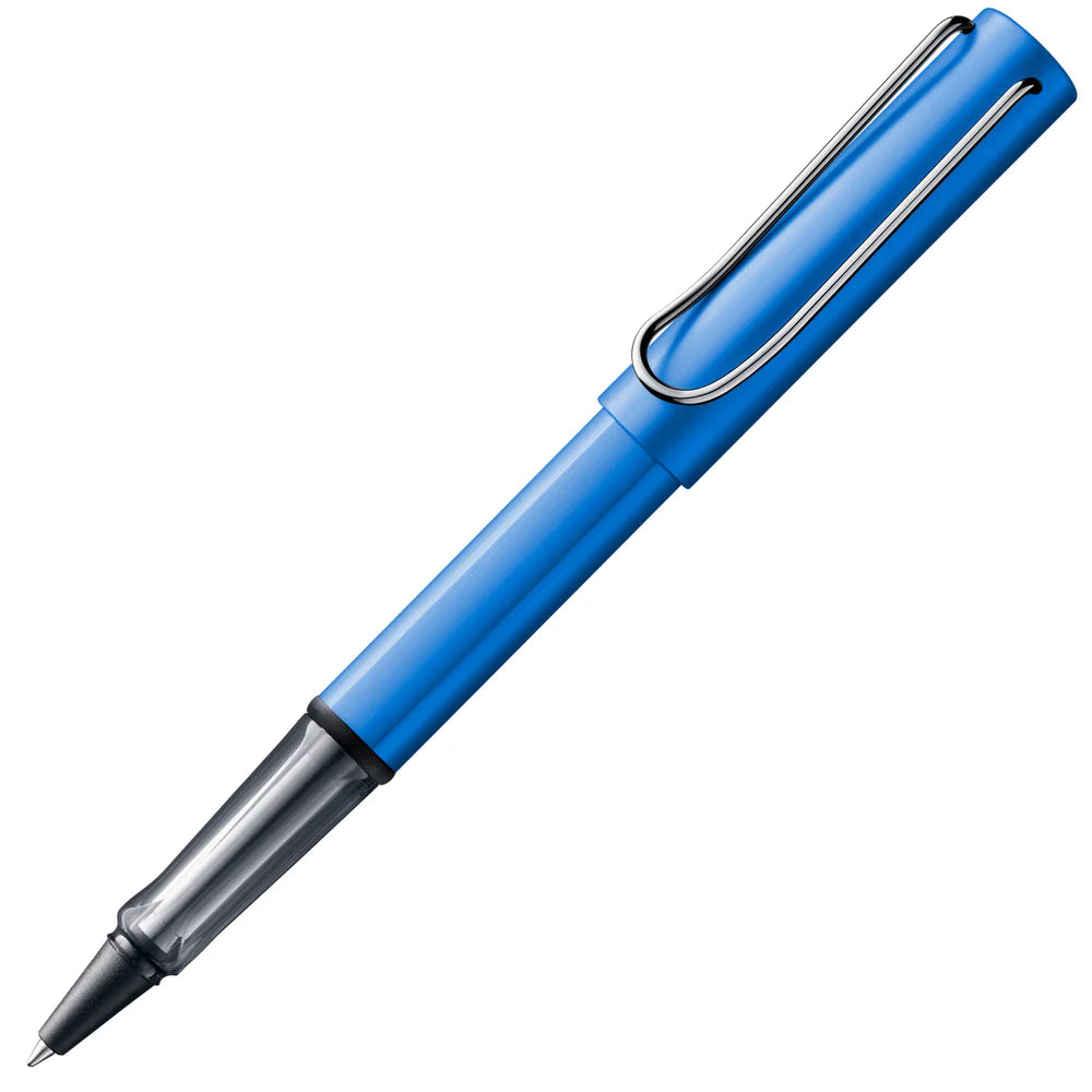 Light, lighter, LAMY AL-star: the writing classic made of resistant aluminium masters all challenges of everyday life in style. The transparent grip lies comfortably in the hand and, with an unobstructed view of the ink duct, turns the functional into a visual highlight. The series is ever inspiring with new special editions in current trendy colours and is thus an inspiring must-have in any pencil case.
Lightweight rollerball pen with ergonomic grip made of high-quality transparent plastic.
Distinctive m
