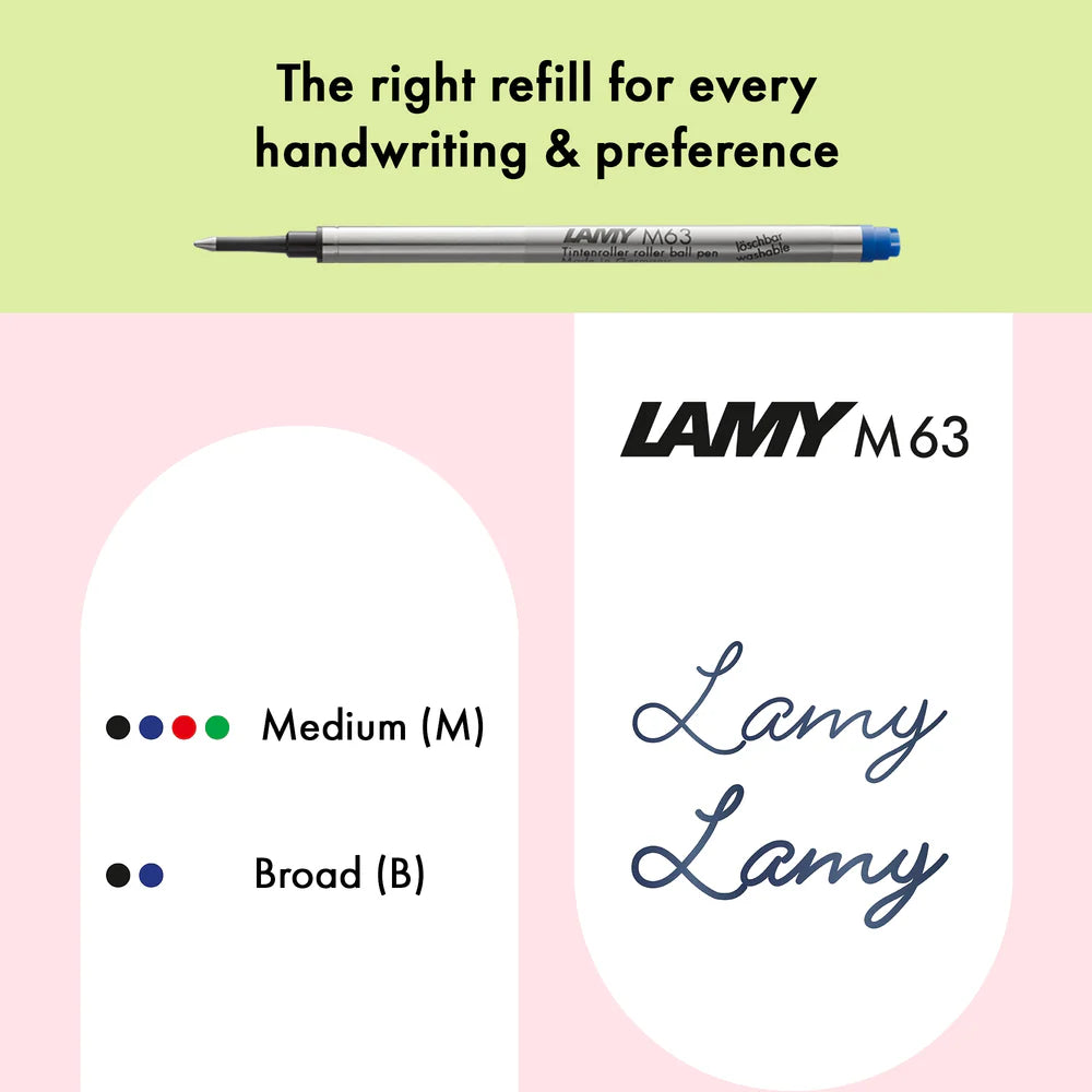 Light, lighter, LAMY AL-star: the writing classic made of resistant aluminium masters all challenges of everyday life in style. The transparent grip lies comfortably in the hand and, with an unobstructed view of the ink duct, turns the functional into a visual highlight. The series is ever inspiring with new special editions in current trendy colours and is thus an inspiring must-have in any pencil case.
Lightweight rollerball pen with ergonomic grip made of high-quality transparent plastic.
Distinctive m
