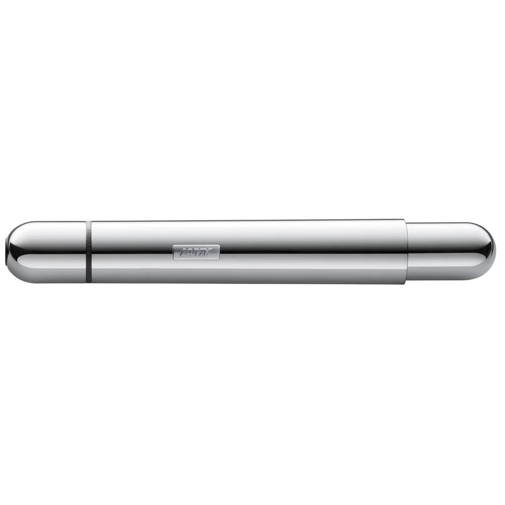 Innovative pocket pen full of transformative power.
The LAMY pico reaches unimagined greatness under pressure: the innovative pocket pen transforms into a full-size biro with just one finger movement thanks to an ingenious double push mechanism inside. Strikingly different and surprising, it brings a piece of innovation to even the smallest pencil case or even trouser pocket as a handy everyday companion.
Chrome finish with 1 refill of LAMY M 22 M black