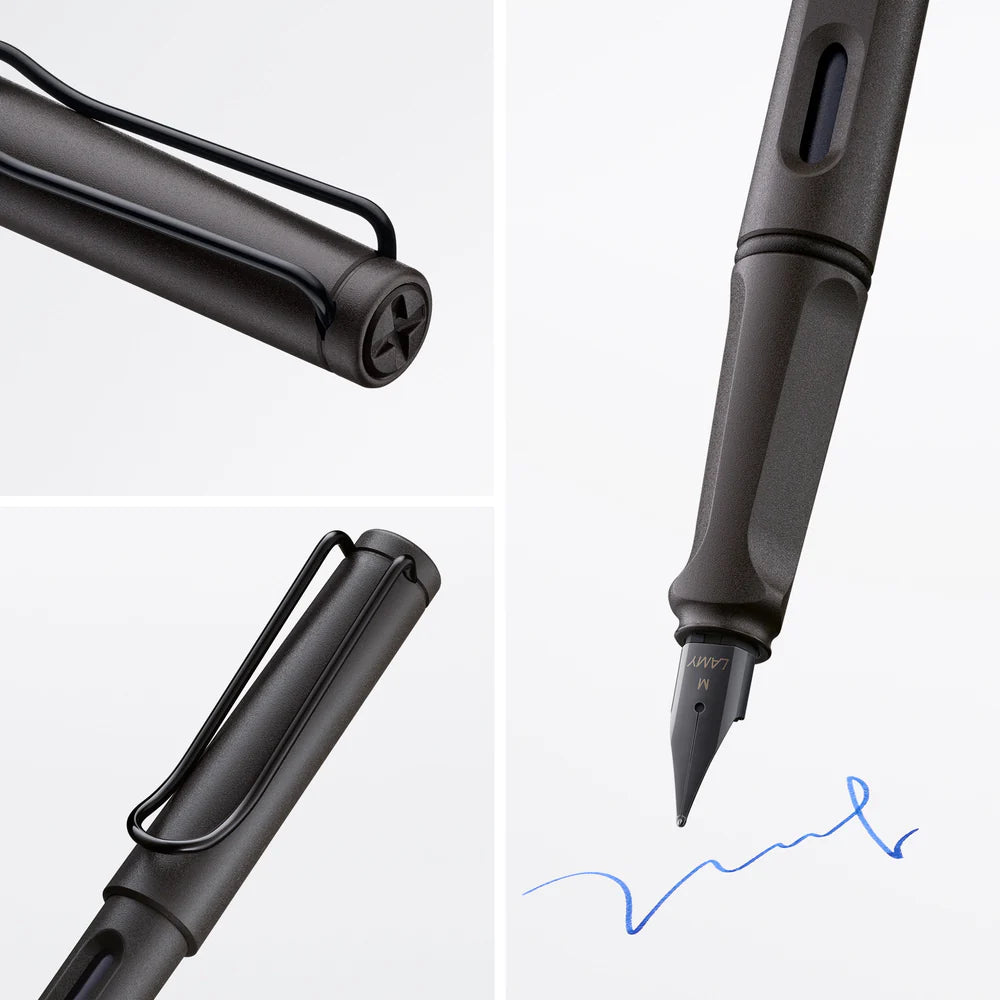 Fountain pen, icon, global success: the LAMY safari has been a beloved classic since its introduction in the 1980s and enjoys a cult status untypical for a writing instrument. Countless colours and ever-changing special editions make hearts beat faster - whether for the pencil case or the carefully curated fountain pen collection.
The LAMY safari is more than the sum of its details: it is aesthetic, robust and individual. The distinctive, self-sprung clip keeps the writing instrument securely fastened in p