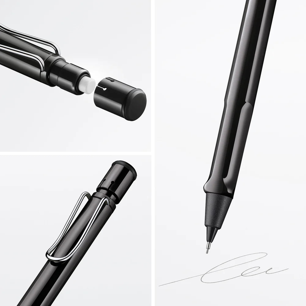 Fountain pen, icon, global success: the LAMY safari has been a beloved classic since its introduction in the 1980s and enjoys a cult status untypical for a writing instrument. Countless colours and ever-changing special editions make hearts beat faster - whether for the pencil case or the carefully curated fountain pen collection.
The LAMY safari is more than the sum of its details: it is aesthetic, robust and individual. The distinctive, self-sprung clip keeps the writing instrument securely fastened in p