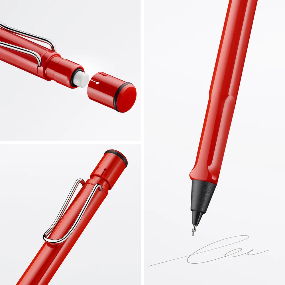 Fountain pen, icon, global success: the LAMY safari has been a beloved classic since its introduction in the 1980s and enjoys a cult status untypical for a writing instrument. Countless colours and ever-changing special editions make hearts beat faster - whether for the pencil case or the carefully curated fountain pen collection.
The LAMY safari is more than the sum of its details: it is aesthetic, robust and individual. The distinctive, self-sprung clip keeps the writing instrument securely fastened in p