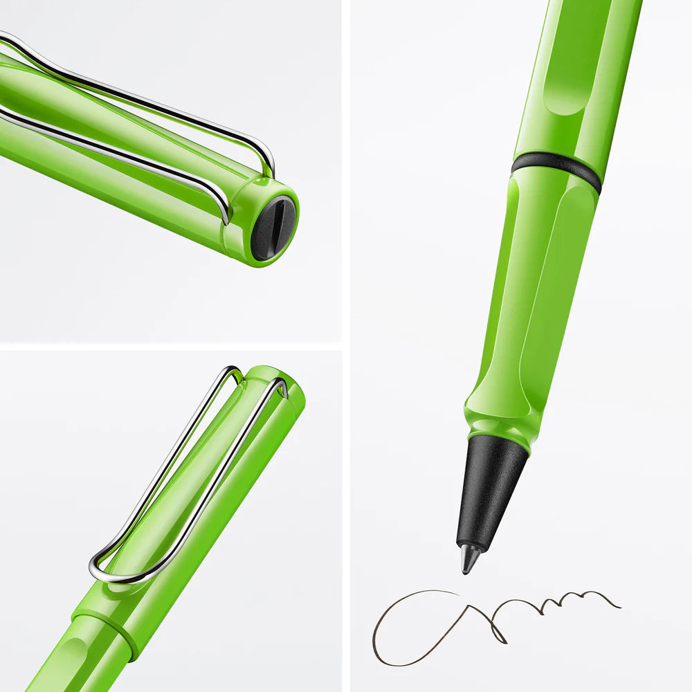 Fountain pen, icon, global success: the LAMY safari has been a beloved classic since its introduction in the 1980s and enjoys a cult status untypical for a writing instrument. Countless colours and ever-changing special editions make hearts beat faster - whether for the pencil case or the carefully curated fountain pen collection.
The LAMY safari is more than the sum of its details: it is aesthetic, robust and individual. The distinctive, self-sprung clip keeps the writing instrument securely fastened in p