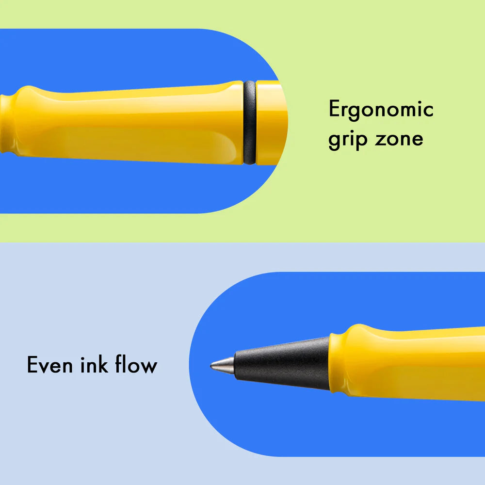 Fountain pen, icon, global success: the LAMY safari has been a beloved classic since its introduction in the 1980s and enjoys a cult status untypical for a writing instrument. Countless colours and ever-changing special editions make hearts beat faster - whether for the pencil case or the carefully curated fountain pen collection.
The LAMY safari is more than the sum of its details: it is aesthetic, robust and individual. The distinctive, self-sprung clip keeps the writing instrument securely fastened in p