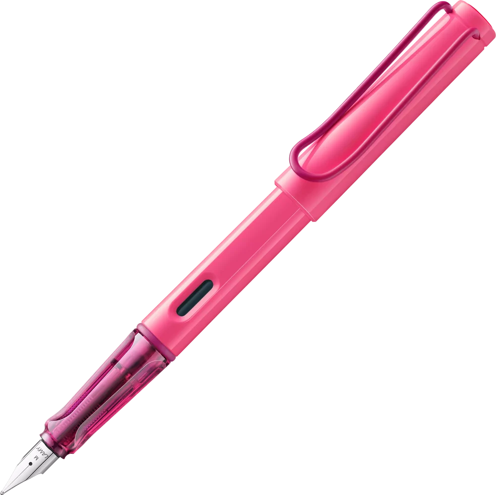 LAMY Special Edition Safari Fountain Pen - Neon Pink
Fountain pen, icon, global success: the LAMY safari has been a beloved classic since its introduction in the 1980s and enjoys a cult status untypical for a writing instrument. Countless colours and ever-changing special editions make hearts beat faster - whether for the pencil case or the carefully curated fountain pen collection.
The LAMY safari is more than the sum of its details: it is aesthetic, robust and individual. The distinctive, self-sprung cl