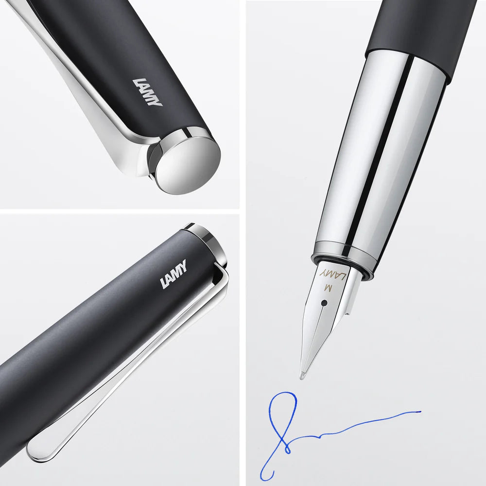 The LAMY studio convinces with timeless elegance and a universal design. The slightly curved, slim shape of its all-metal body seamlessly emerges from the individual case parts and is deliberately minimalist. The gentle curvature and harmonious proportions make the clip the trademark of the LAMY studio: it contrasts the matter-of-fact basic shape with an innovative design accent and creates a unique overall appearance.
The LAMY studio is assembled by hand at the LAMY craftsman's workshop in Heidelberg. In