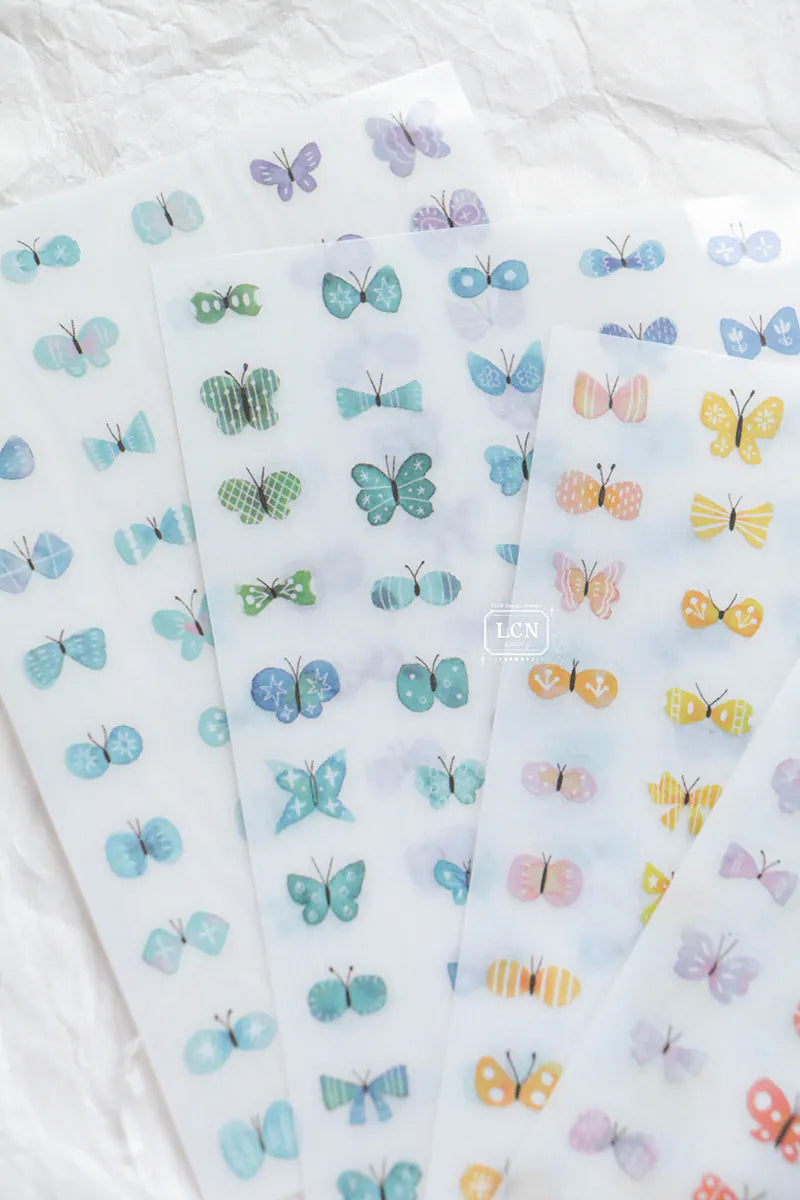 Four sheets of transfer stickers in various colors! Decorate your pages with colorful butterflies to give it the extra touch it needs!
Size: 10cmx15cm