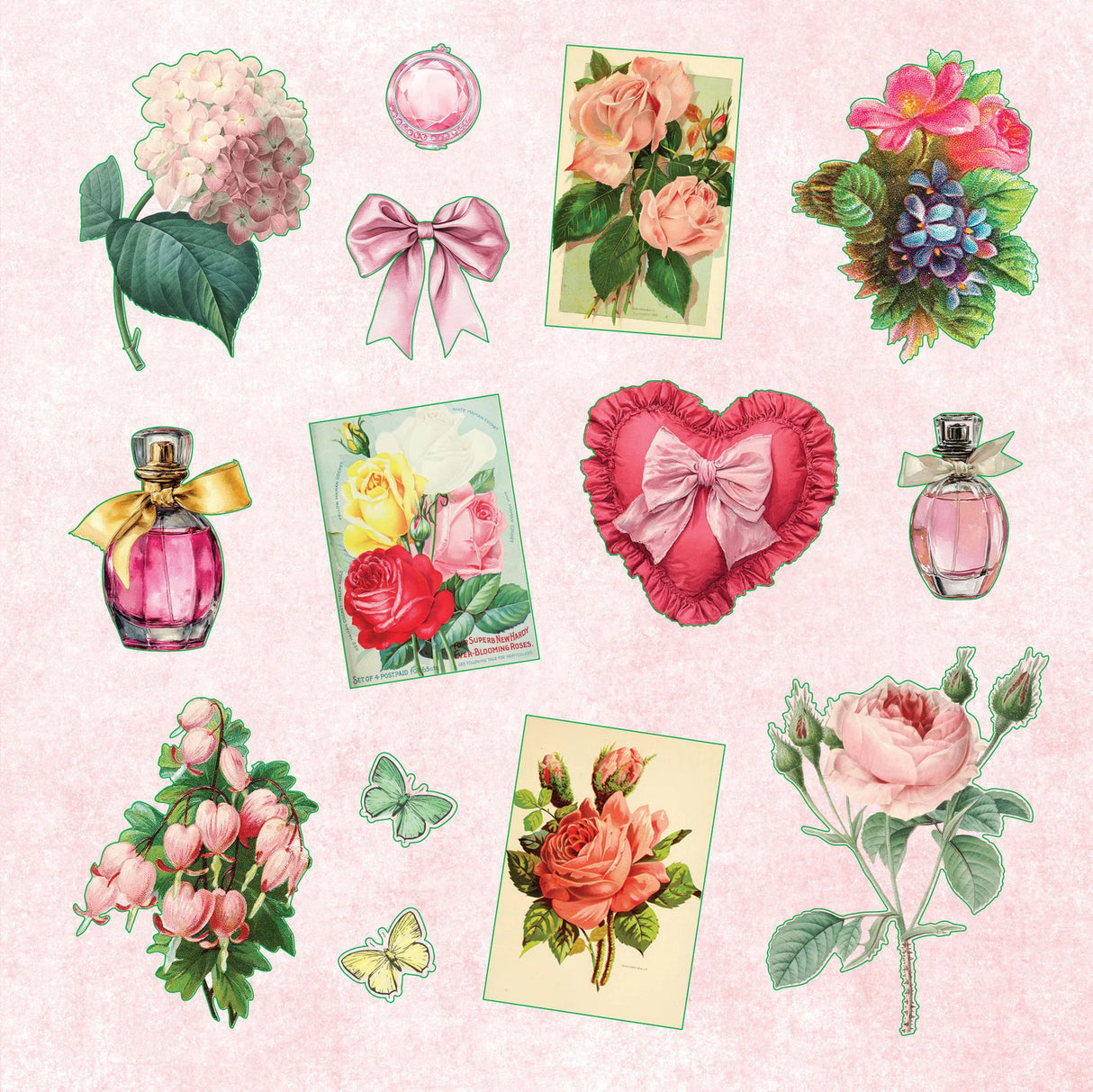 Celebrate the power of all things pink and pretty with this fun and flirty sticker book!
50 vibrant pages brim with more than 800 stickers, all featuring a feminine flourish!
Eclectic assortment spans a diverse range: Buttons, bows, and berries; kittens and cupcakes; hearts and flowers; vintage delights; plus an assortment of beautiful borders, labels, uplifting phrases, and more!