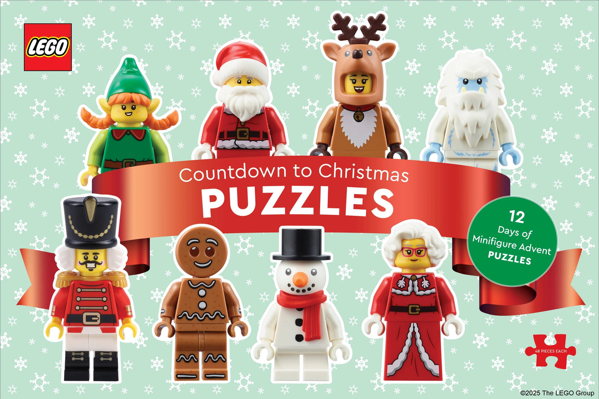 A new LEGO® advent calendar just for puzzle lovers! Open and build twelve LEGO minifigure-shaped puzzles as you count down to Christmas Day.
This unique puzzle advent calendar delivers twelve days of puzzle-building fun! Beneath the cover flap are twelve perforated windows, each containing a mini jigsaw puzzle. This festive puzzle set features beloved Christmas LEGO minifigure designs, including Santa and Mrs. Claus, Gingerbread Man, Frosty, and more!