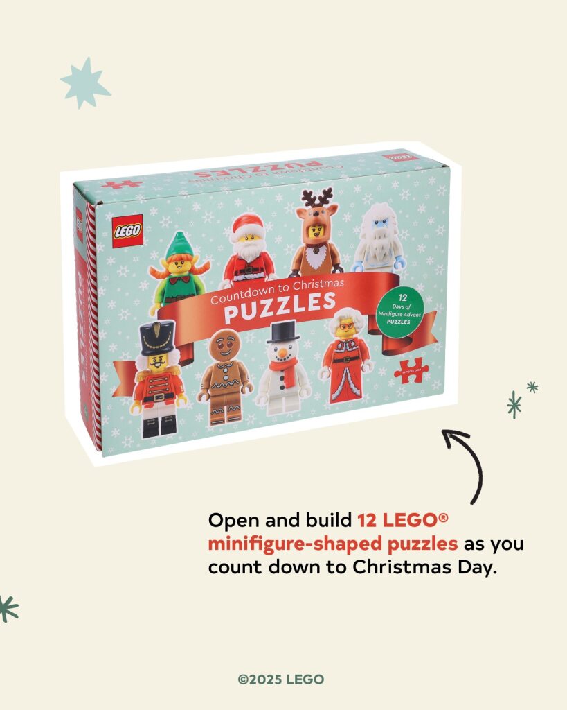 A new LEGO® advent calendar just for puzzle lovers! Open and build twelve LEGO minifigure-shaped puzzles as you count down to Christmas Day.
This unique puzzle advent calendar delivers twelve days of puzzle-building fun! Beneath the cover flap are twelve perforated windows, each containing a mini jigsaw puzzle. This festive puzzle set features beloved Christmas LEGO minifigure designs, including Santa and Mrs. Claus, Gingerbread Man, Frosty, and more!