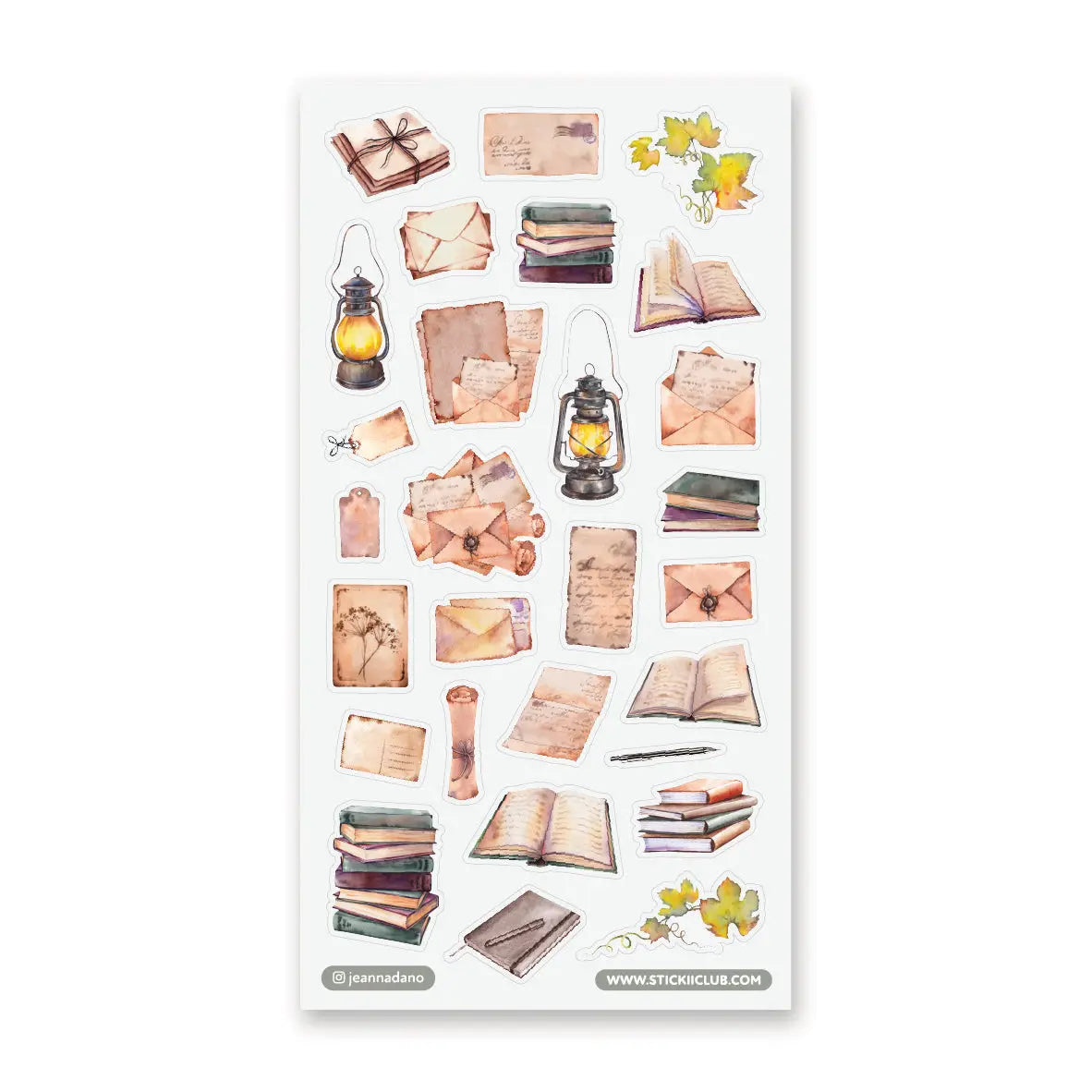 📜🕯️ A stack of letters waits to be opened in @jeannadano’s vintage-inspired stationery set. Weathered envelopes, handwritten notes, and well-loved books, all gathered together as if for a quiet evening of reading and reflection. With delicate paper textures and warm, timeworn tones, this charming set captures the feeling of sunlight on antique paper. Art by: @jeannadano
Top Coating: None
Adhesive Layer: Paper
Backing Layer: Paper
6.69" x 3.54".
Weight - 0.03lbs.
1 sheet included 