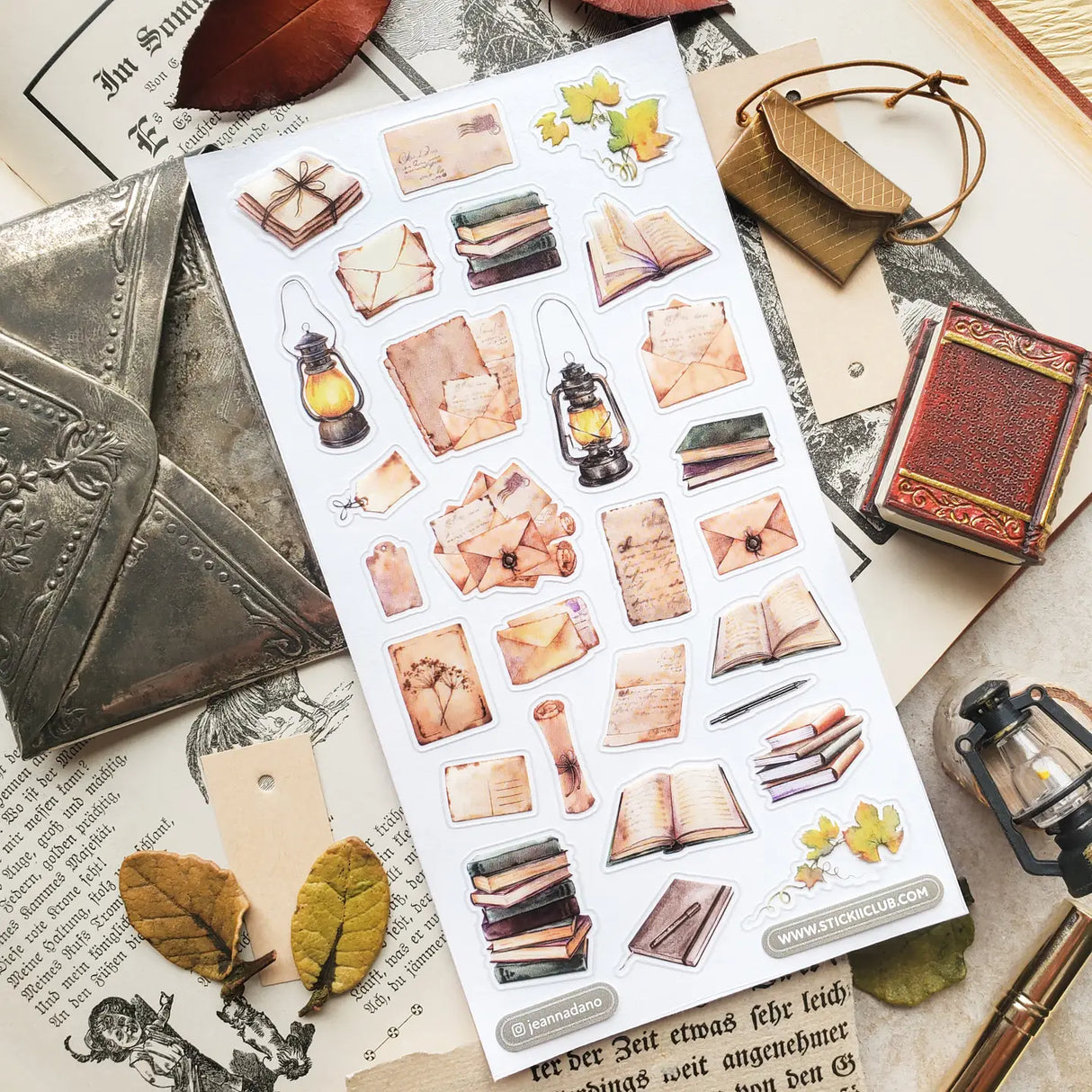 📜🕯️ A stack of letters waits to be opened in @jeannadano’s vintage-inspired stationery set. Weathered envelopes, handwritten notes, and well-loved books, all gathered together as if for a quiet evening of reading and reflection. With delicate paper textures and warm, timeworn tones, this charming set captures the feeling of sunlight on antique paper. Art by: @jeannadano
Top Coating: None
Adhesive Layer: Paper
Backing Layer: Paper
6.69" x 3.54".
Weight - 0.03lbs.
1 sheet included 