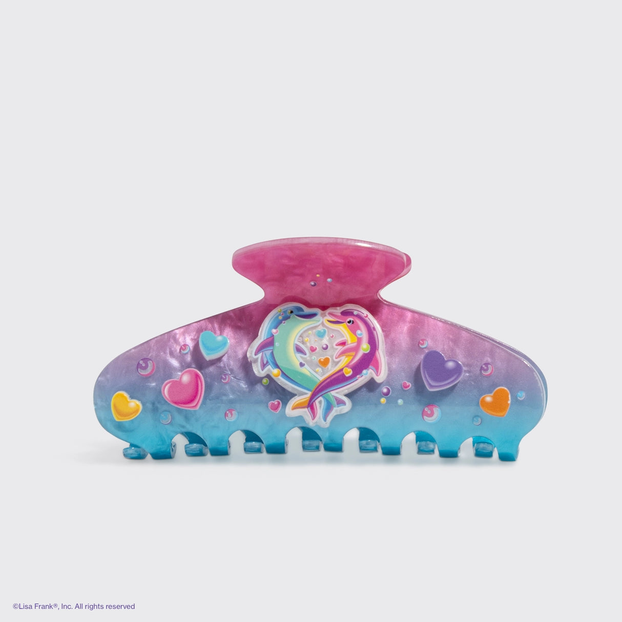 Add a refreshing touch to your style inspired by Lisa Frank® funny Dancing Dolphins™
Create an easy half-up do or clip your hair all the way up and back. Perfect for every day and elevating your everyday look!