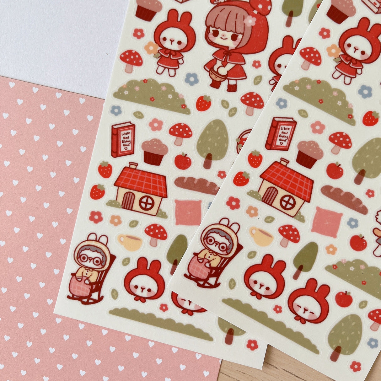 Cherry Rabbit Little Red Riding Hood Sticker Sheet 086