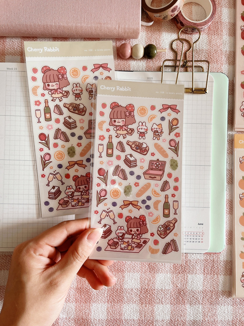 Cherry Rabbit Lovely Picnic Sticker Sheet