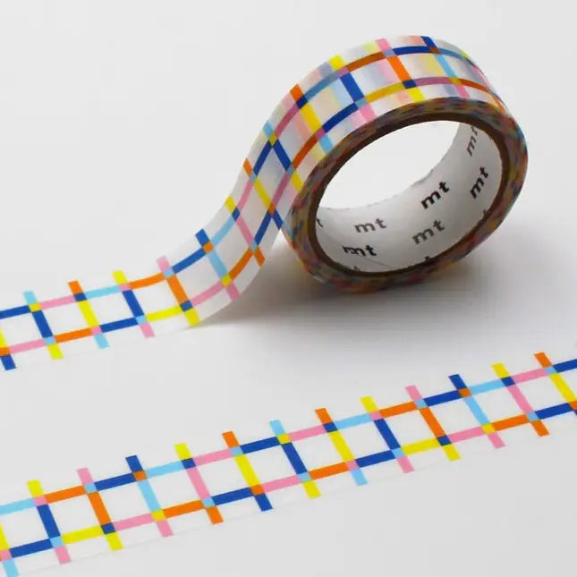 MT Washi Tape - Colorful Gingham Check Random
mt is the original washi masking tape, made in Japan by Kamoi Kakoshi. mt is colourful tape which is easy to tear by hand and reposition on nearly any surface. Write on it, layer it, and use it on paper, gifts, objects or the wall (mt won't damage paint - why not make a tape collage?) mt washi masking tape is now sold throughout the world in hundreds of colours and patterns.
Enjoy mt as a part of your daily life, adding a little colour everywhere.
All tapes a
