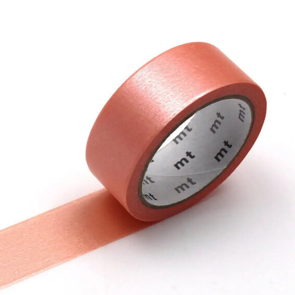 mt is the original washi masking tape, made in Japan by Kamoi Kakoshi. mt is colourful tape which is easy to tear by hand and reposition on nearly any surface. Write on it, layer it, and use it on paper, gifts, objects or the wall (mt won't damage paint - why not make a tape collage?) mt washi masking tape is now sold throughout the world in hundreds of colours and patterns.
Enjoy mt as a part of your daily life, adding a little colour everywhere.
All tapes are 15mm x 7m (0.6"X23')