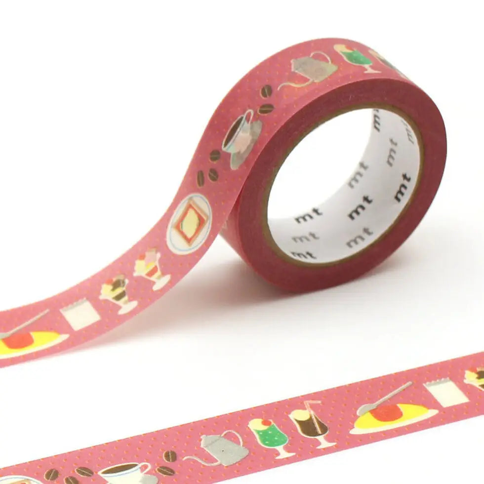 MT ex Washi Tape - Retro Cafe
mt is the original washi masking tape, made in Japan by Kamoi Kakoshi. mt is colourful tape which is easy to tear by hand and reposition on nearly any surface. Write on it, layer it, and use it on paper, gifts, objects or the wall (mt won't damage paint - why not make a tape collage?) mt washi masking tape is now sold throughout the world in hundreds of colours and patterns.
Enjoy mt as a part of your daily life, adding a little colour everywhere.
All tapes are 15mm x 7m (0.