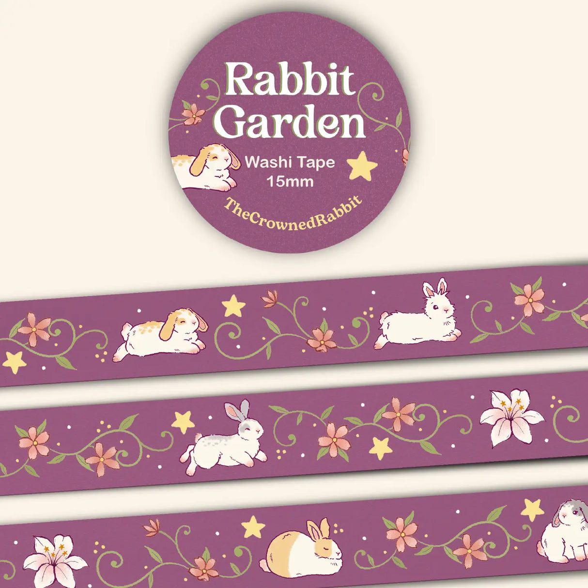 15mm washi tape featuring the cutest bunnies in a magic garden!
Comes wrapped in protective plastic with sticker label packaging.
Includes 1 roll of washi tape. 
