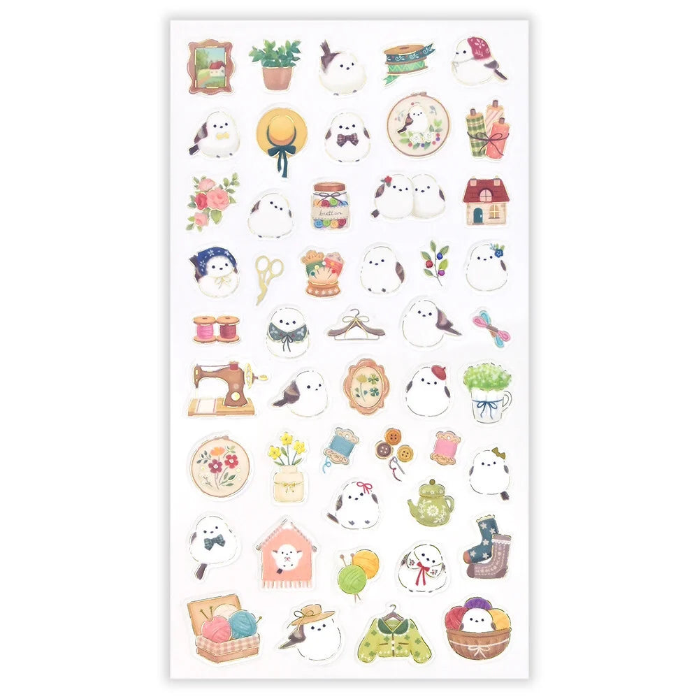 Mattari Animals Shimaenaga x Sewing Sticker Sheet
These are transparent stickers with cute relaxed animals and shining gold leaf.
I drew a warm sewing room and a cute Striped Long-tailed Shimaenaga. Perfect for any journal or planner.
Height 165× Width 90mm
Transparent Stickers
Sticker Gold Foil Stamping Finish
Pattern Backing Card