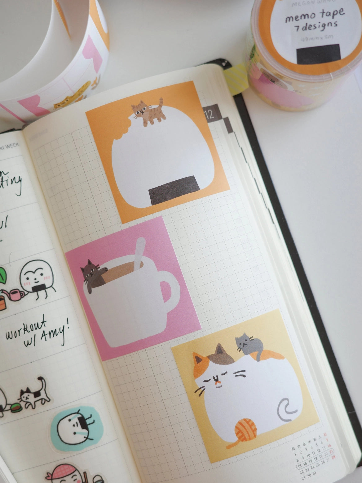 Megan Wang - Memo Tape
Decorate your journal or planner with this adorable memo roll! Featuring 8 different cat themed designs, this roll has the perfect charm for any occasion.
✦ 49mm x 5m roll of adhesive memos!