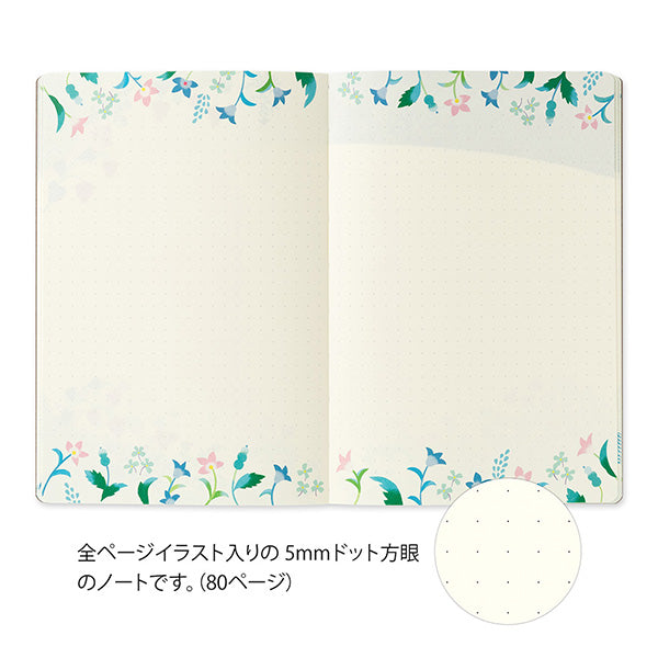Yuru Log is a notebook series that allows anyone to easily keep a record of their daily lives in a "loose and fun" way. Yuru means Relax and Log stand for Record. It is perfect for people who want to enjoy recording their daily lives while decorating their notebooks or diaries but are not good at layout or drawing, or for beginners who are interested but find it difficult to get started.
The "floral pattern" design was created by Yui Okumura, known for its refreshing transparency and delicate use of color
