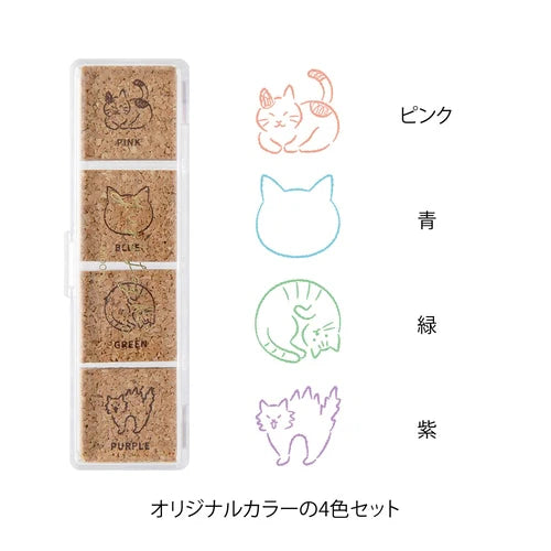 Midori Yuru Log Pre-inked Stamp - Cat