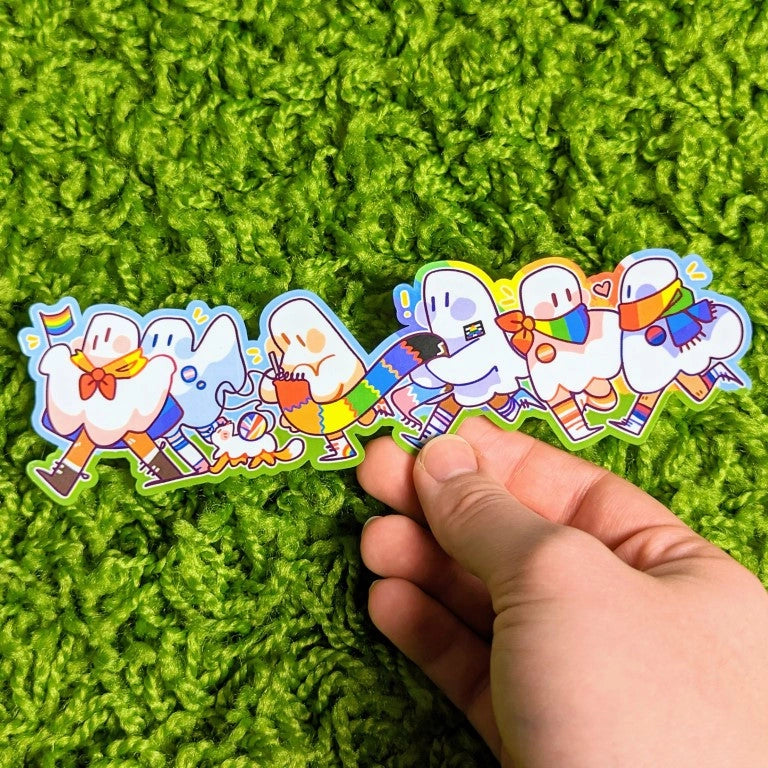 ❤ Long Ghost Pride Parade Sticker! ❤
♡ This aesthetic pride sticker is perfect for decorating your sketchbook cover, laptop, phone case, skateboard, and more!