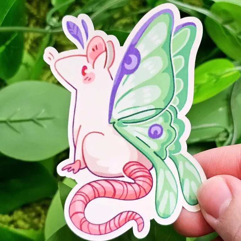 ❤ Mothrat Stickers ❤
My new moth rats are fresh as a daisy!
These cuties are perfect for decorating your sketchbook cover, laptop, phone case, skateboard, and more!
____________
Size: - 3.5x3"
Materials: Laminated Waterproof/Weatherproof Material