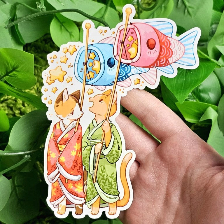 ♡ Bright kites in the wind, a summer walk with a friend, purrs of contentment.
These adorable stickers are perfect for decorating your sketchbook cover, laptop, phone case, skateboard, or including in your sticker book!