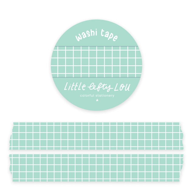 Cinta washi con cuadrícula de menta