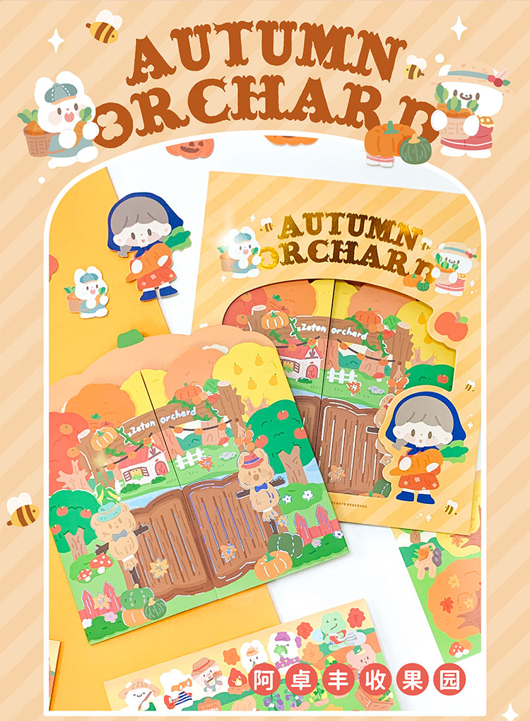 Molinta - Autumn Orchard Large Scene Sticker Set
Get ready for autumn with this fun sticker scene! With this cute activity, you'll receive a double-sided, standing autumn orchard themed background and 5 sticker sheets to decorate with!
164mm x 185 mm
Material: Paper, PVC