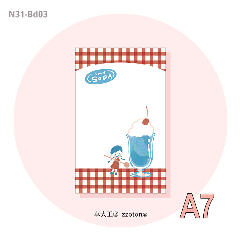 Molinta - Goldfish Soda A7 Memo Sheets
Enjoy these cute memo sheets featuring various designs with goldfish and soda!
Specifications: 80mmx120mm
Material: 120g cotton paper
Number of pages: 10