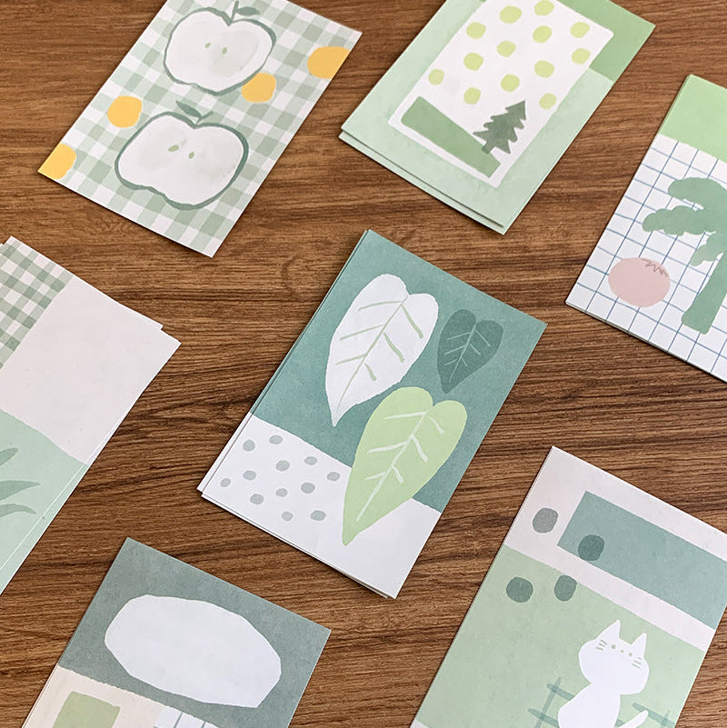 Molinta - Imagine Yourself in Gray-Green M5 Memo Pad
Enjoy this cute memo pad with 6 different patterns front and back! 4 pages of each pattern.
Specifications: 67mmx105mm
Material: 120g cotton paper
Number of pages: 24