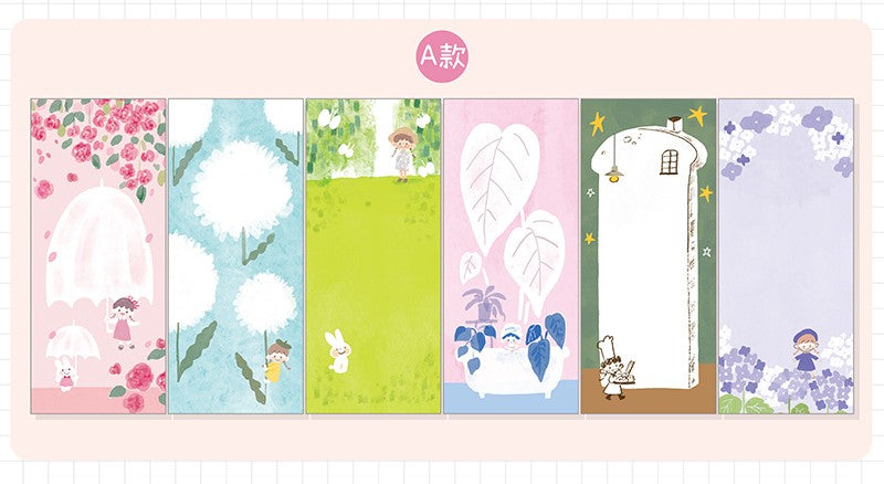 Molinta - Long Sticky Notes A
Take notes or decorate your planner with this cute sticky note set! This set includes 6 different patterns!
48mm x 105mm
120g white kraft paper
48 sheets - 6 different patterns within the sticky note pad
