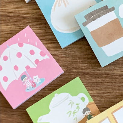 Molinta - Rainy Day Sticky Notes
Take notes or decorate your planner with this cute sticky note set! Perfect for jotting quick reminders, marking pages, or decorating your journal, this petite sticky note pad brings adorable vibes to your everyday stationery routine.
With 14 different designs to choose from, you can pick your favorites or collect the whole set.
50mm x 50mm (Approx 2in x 2in)
120g white kraft paper
50 pages
Includes 1 pattern