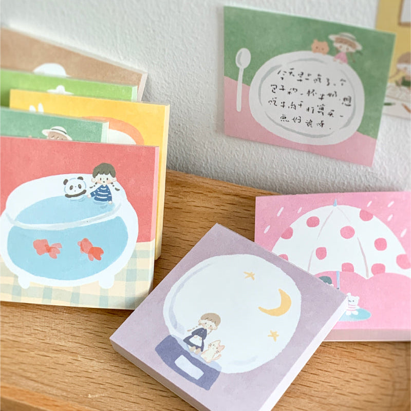 Molinta - Rainy Day Sticky Notes
Take notes or decorate your planner with this cute sticky note set! Perfect for jotting quick reminders, marking pages, or decorating your journal, this petite sticky note pad brings adorable vibes to your everyday stationery routine.
With 14 different designs to choose from, you can pick your favorites or collect the whole set.
50mm x 50mm (Approx 2in x 2in)
120g white kraft paper
50 pages
Includes 1 pattern