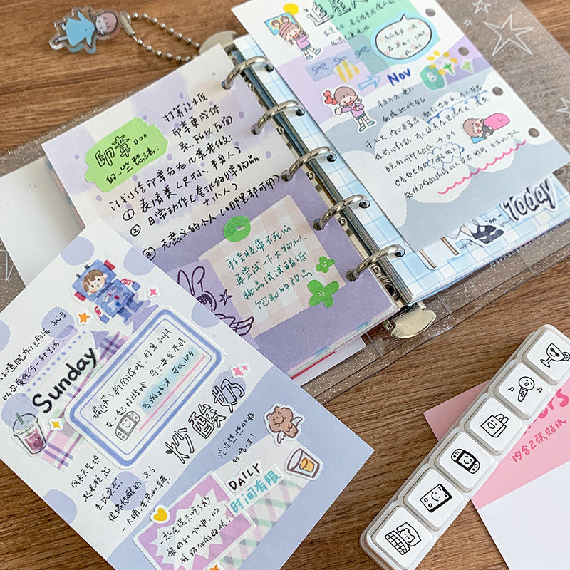 Molinta - Taro Paste Light Purple M5 Memo Sheets
Enjoy these cute memo sheets with 6 different patterns front and back! 4 pages of each pattern.
Specifications: 67mmx105mm
Material: 120g cotton paper
Number of pages: 24