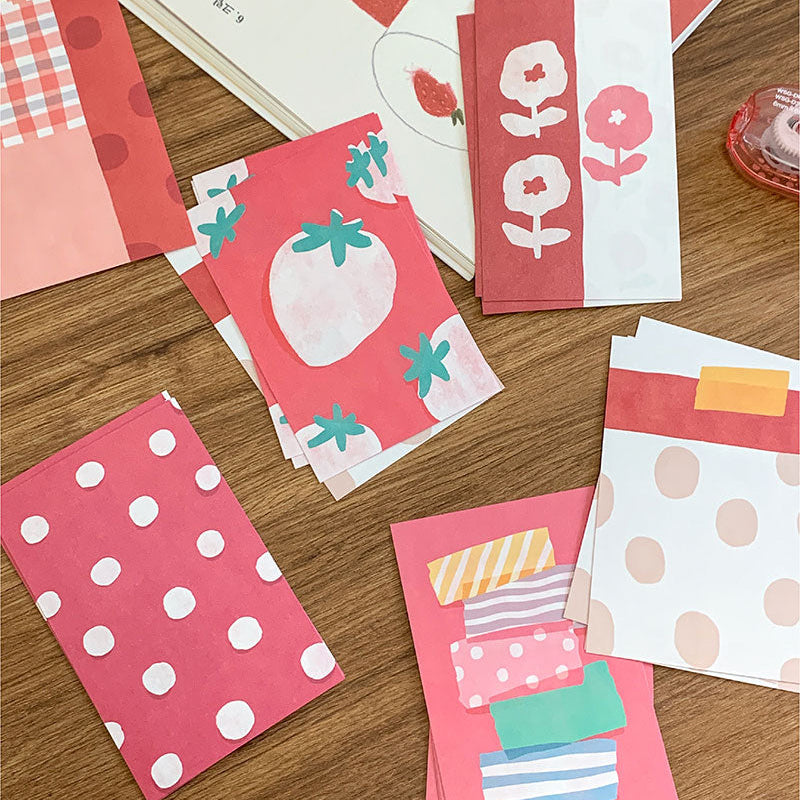 Molinta - Warm Red A7 Memo Sheets
Enjoy these cute memo sheets with 6 different patterns front and back! 4 pages of each pattern.
Specifications: 80mmx120mm
Material: 120g cotton paper
Number of pages: 24