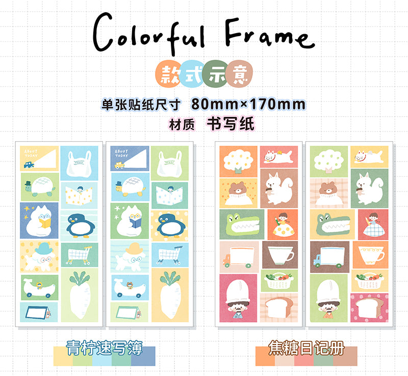 Molinta Sticker Sheet - Colorful Frames
A bright and charming way to frame your memories, decorate your planner, and add personality to any creative project. With two sheets included, you get plenty of playful frames to mix, match, and enjoy.
80x170mm
Material: Writing Paper
Includes 2 sticker sheets
