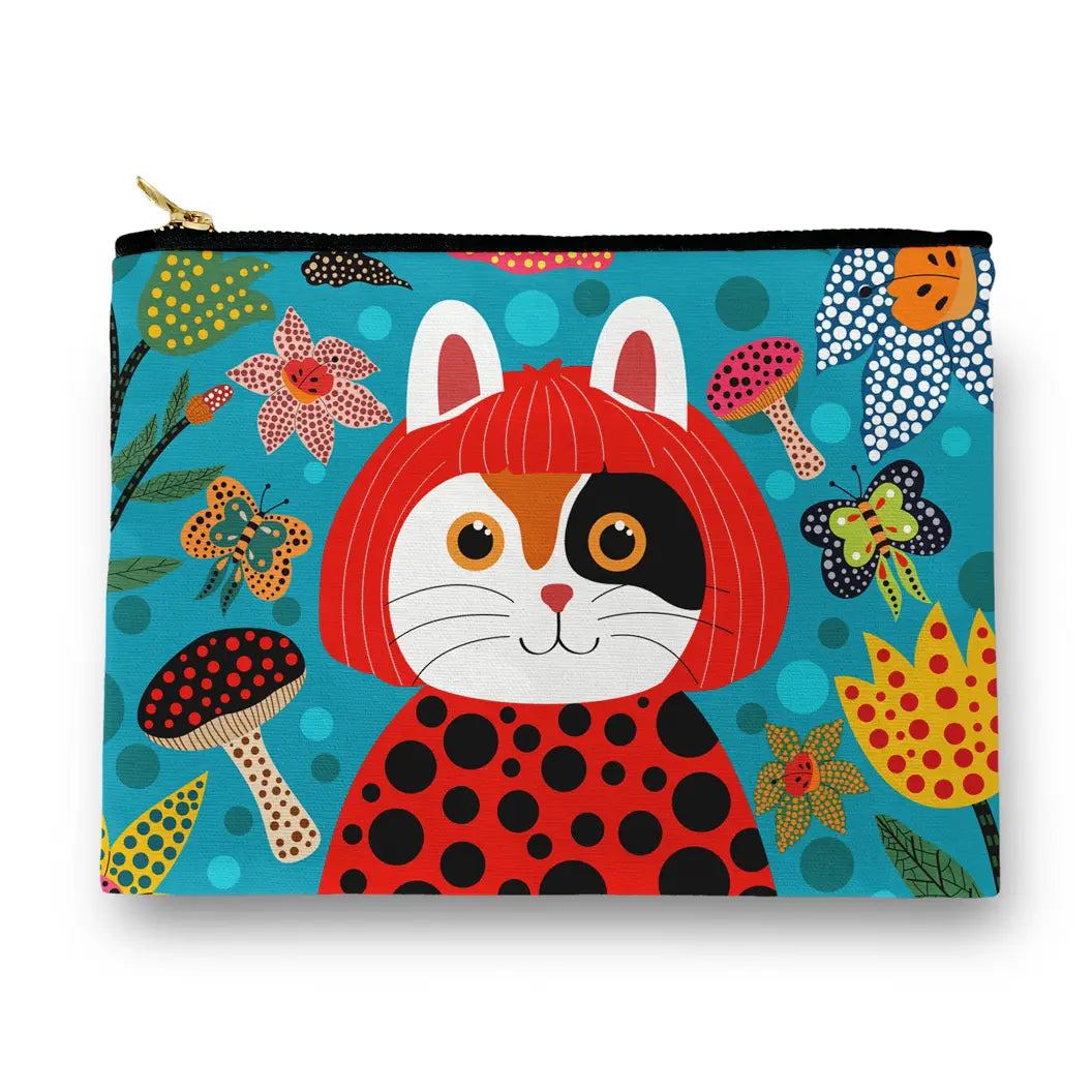 Naked Decor Museum Collection Amenity / Cosmetic Bag - Yayoi Kusameow Cat
A playful, practical pouch that brings personality to your everyday organization. It’s perfect for pens, pencils, cosmetics, small accessories, or on‑the‑go essentials.
• Print on 100% Cotton
• Black Lining Inside
• Metal Zipper
• Size: 7" X 10"
• Printed on Both Sides with different graphics as shown
• Handmade with Love