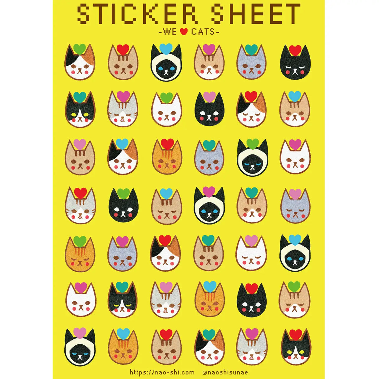 We Love Cats sticker sheet is perfect for decorating your journal, binder, planner, scrapbook or laptop.
*The size shown is a rough dimension of the characters (stickers). *The colors on actual print may vary slightly from what you see on your computer monitor. ---Copyright ©Naoshi / ALL RIGHTS RESERVED. ---