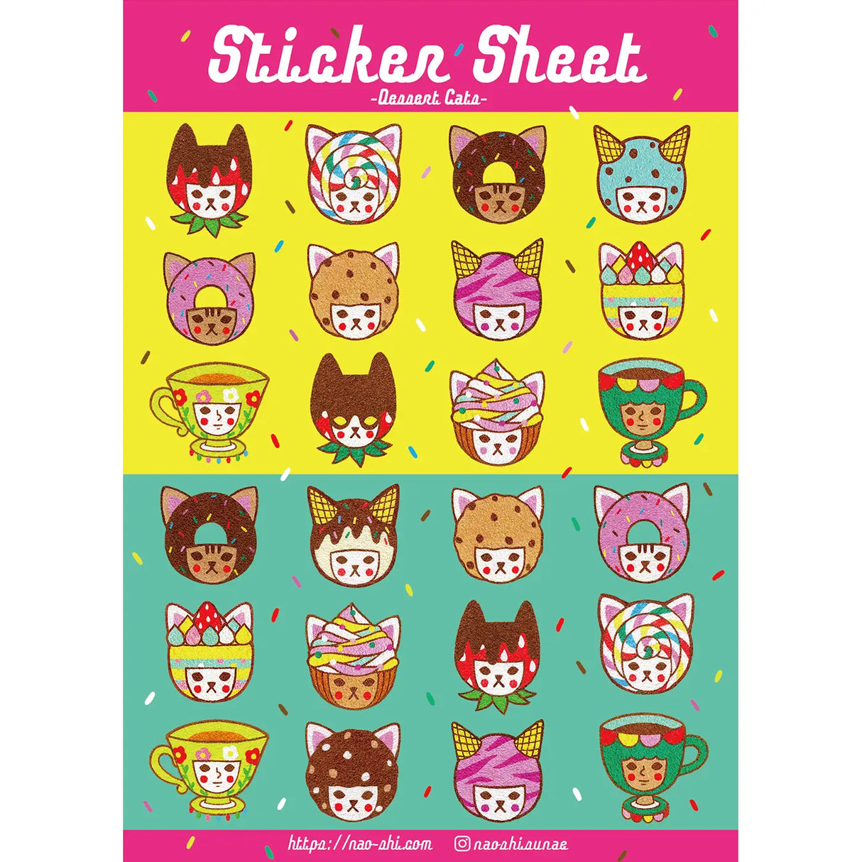 Naoshi - Dessert Cats Sticker Sheet
Dessert Cats sticker sheet is perfect for decorating your journal, binder, planner, scrapbook or laptop.