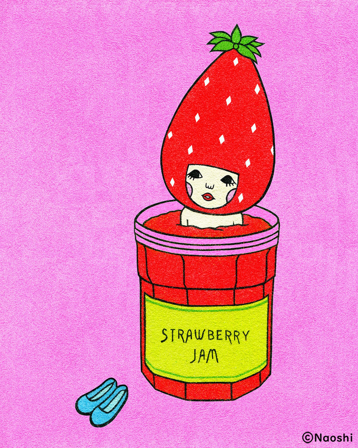 Naoshi Strawberry Jam Bath Postcard
These postcards are featuring striking colorful and whimsical world. Artwork made with colored sand and then scans them in high quality.