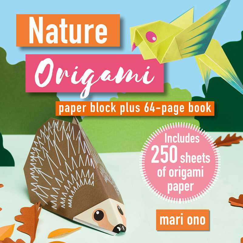 Fold 15 FUN animal origami models with this EXCITING ALL-IN-ONE block from BESTSELLING author Mari Ono, featuring a 64-page project book and 250 sheets of origami paper.
Bestselling origami expert Mari Ono has put together an awesome collection of cute critters and interesting greenery that you might see right outside your window.
Kids and adults alike will love to make cheerful squirrels, quirky mushrooms, bouncy frogs, sneaky foxes, and bright butterflies.
All 15 projects come with simple step-by-ste
